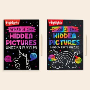 Scratch-Off Hidden Pictures Unicorn and Rainbow Party Puzzles Set